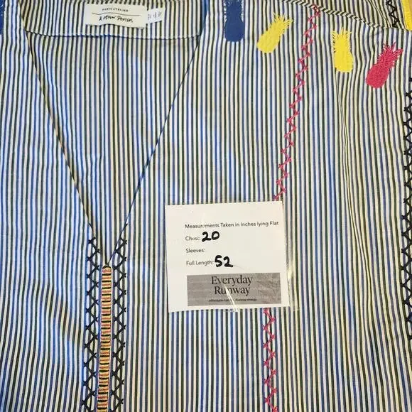 Paris Atelier & Other Stories Kaftan 6 Embroidered Cotton Pinstripe Resort Dress - Picture 11 of 13